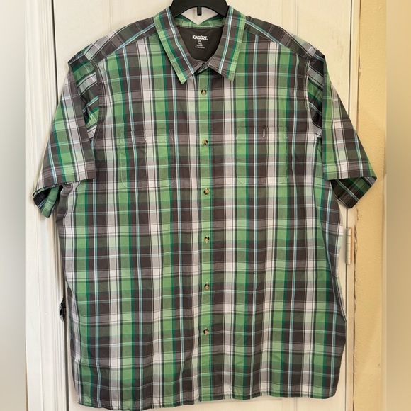 KingSize BIG AND TALL MENS SHIRT. LIKE NEW! SHORT SLEEVE PLAID SPORT SHIRT - Picture 11 of 13